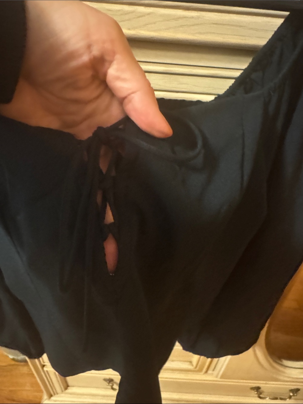 Abercrombie & Fitch Black Tie Front Blouse - Picture 2 of 5